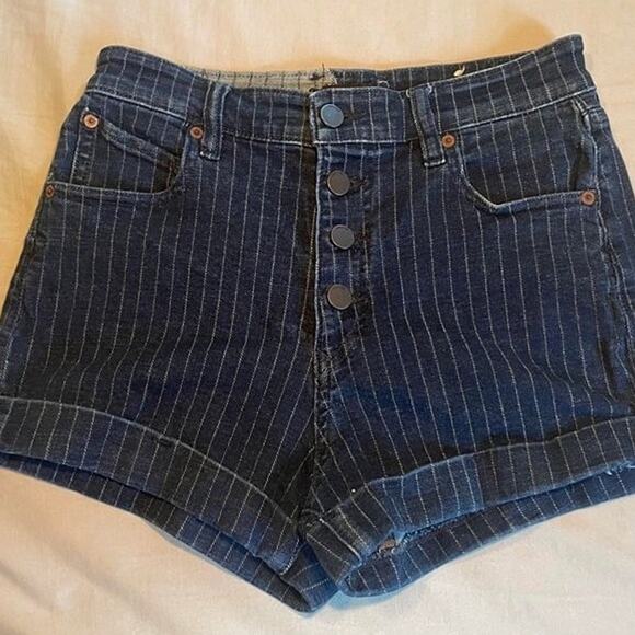 Volcom Dark Pinstripe High-Rise Denim Shorts – Size 26 - Picture 1 of 8